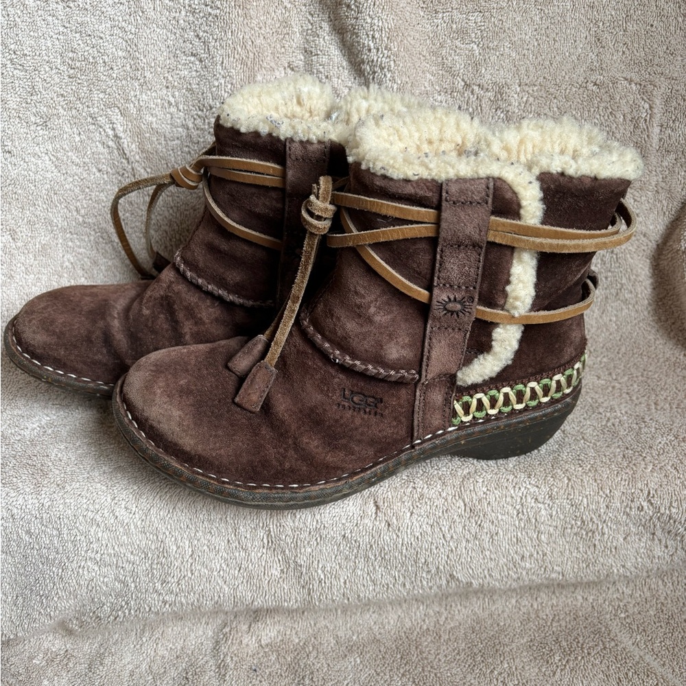 UGG “Cove” Brown Ankle Boots - Picture 2 of 9